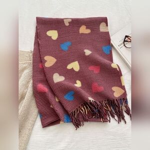 Heart Patterned Winter Warm Scarf
